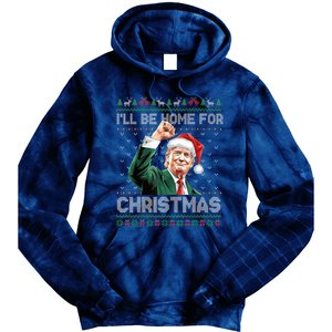 ILl Be Home For Christmas Funny Santa Trump Pajamas Ugly Tie Dye Hoodie