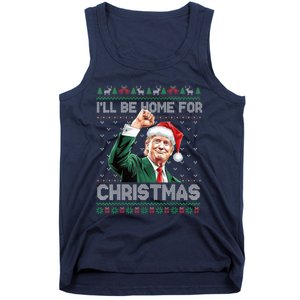 ILl Be Home For Christmas Funny Santa Trump Pajamas Ugly Tank Top