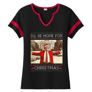 ILl Be Home For Christmas Santa Funny Ugly Xmas Sweater Ladies Halftime Notch Neck Tee