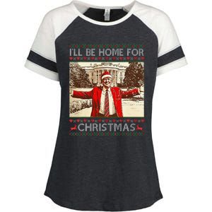 ILl Be Home For Christmas Santa Funny Ugly Xmas Sweater Enza Ladies Jersey Colorblock Tee