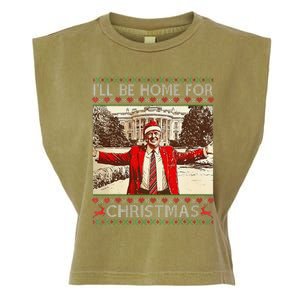 ILl Be Home For Christmas Santa Funny Ugly Xmas Sweater Garment-Dyed Women's Muscle Tee