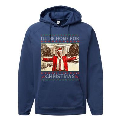 ILl Be Home For Christmas Santa Funny Ugly Xmas Sweater Performance Fleece Hoodie