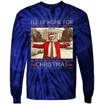 ILl Be Home For Christmas Santa Funny Ugly Xmas Sweater Tie-Dye Long Sleeve Shirt