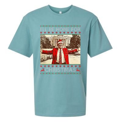 ILl Be Home For Christmas Santa Funny Ugly Xmas Sweater Sueded Cloud Jersey T-Shirt