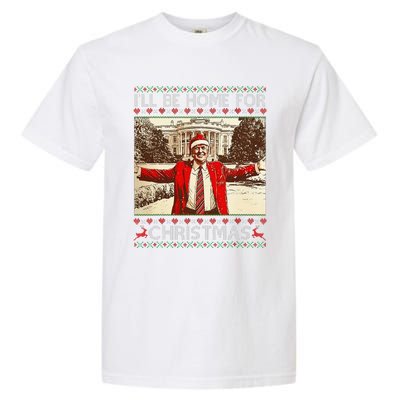 ILl Be Home For Christmas Santa Funny Ugly Xmas Sweater Garment-Dyed Heavyweight T-Shirt