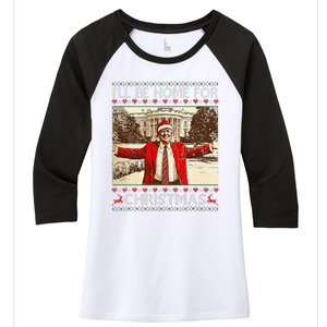 ILl Be Home For Christmas Santa Funny Ugly Xmas Sweater Women's Tri-Blend 3/4-Sleeve Raglan Shirt