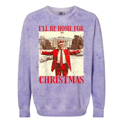 ILl Be Home For Christmas Santa Funny Trump Xmas Pajamas Colorblast Crewneck Sweatshirt