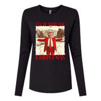 ILl Be Home For Christmas Santa Funny Trump Xmas Pajamas Womens Cotton Relaxed Long Sleeve T-Shirt