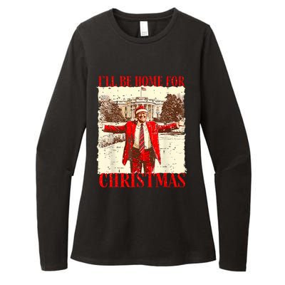 ILl Be Home For Christmas Santa Funny Trump Xmas Pajamas Womens CVC Long Sleeve Shirt