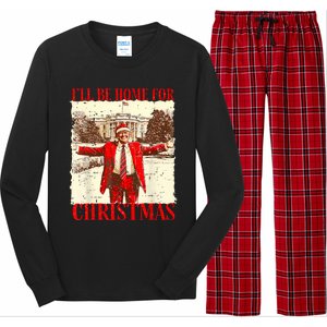 ILl Be Home For Christmas Santa Funny Trump Xmas Pajamas Long Sleeve Pajama Set