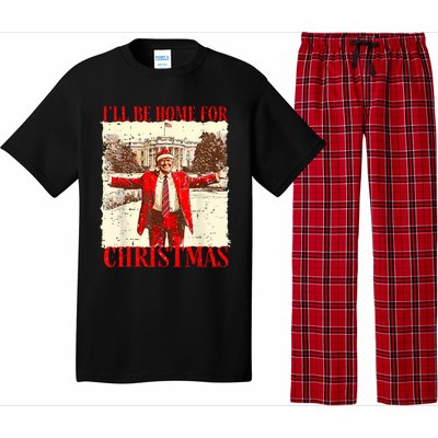 ILl Be Home For Christmas Santa Funny Trump Xmas Pajamas Pajama Set