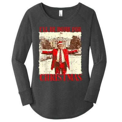 ILl Be Home For Christmas Santa Funny Trump Xmas Pajamas Women's Perfect Tri Tunic Long Sleeve Shirt