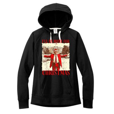 ILl Be Home For Christmas Santa Funny Trump Xmas Pajamas Women's Fleece Hoodie