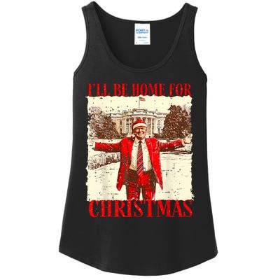 ILl Be Home For Christmas Santa Funny Trump Xmas Pajamas Ladies Essential Tank