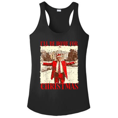 ILl Be Home For Christmas Santa Funny Trump Xmas Pajamas Ladies PosiCharge Competitor Racerback Tank