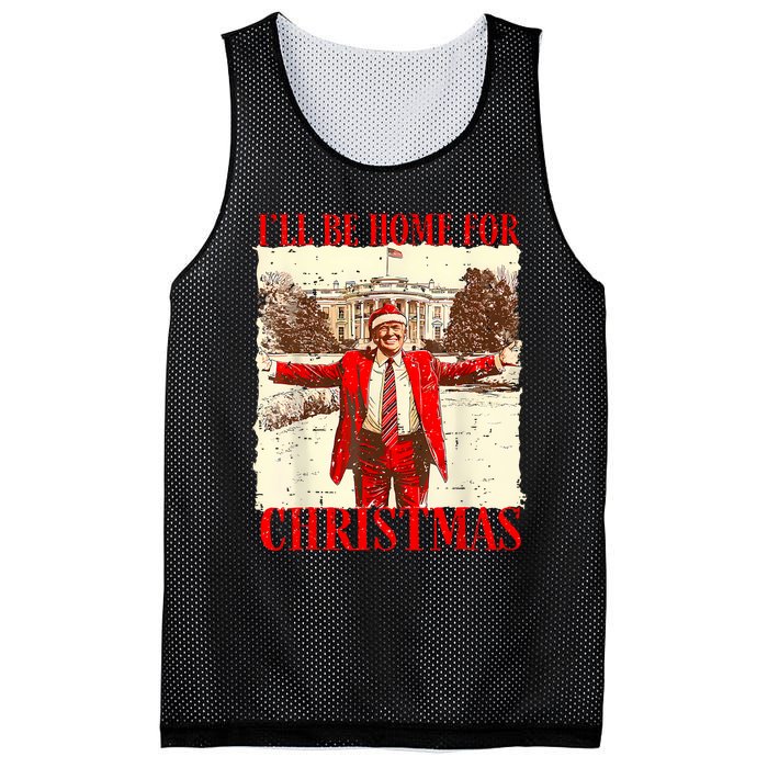 ILl Be Home For Christmas Santa Funny Trump Xmas Pajamas Mesh Reversible Basketball Jersey Tank