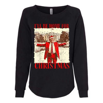 ILl Be Home For Christmas Santa Funny Trump Xmas Pajamas Womens California Wash Sweatshirt