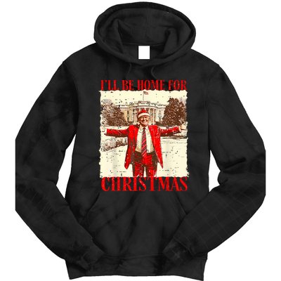 ILl Be Home For Christmas Santa Funny Trump Xmas Pajamas Tie Dye Hoodie