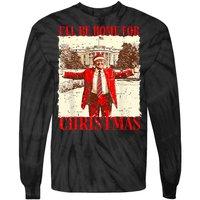 ILl Be Home For Christmas Santa Funny Trump Xmas Pajamas Tie-Dye Long Sleeve Shirt