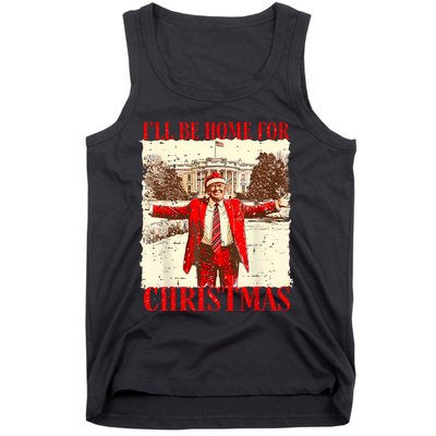 ILl Be Home For Christmas Santa Funny Trump Xmas Pajamas Tank Top