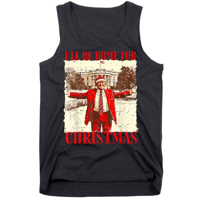 ILl Be Home For Christmas Santa Funny Trump Xmas Pajamas Tank Top