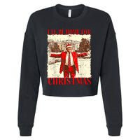 ILl Be Home For Christmas Santa Funny Trump Xmas Pajamas Cropped Pullover Crew