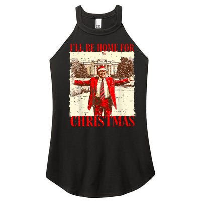 ILl Be Home For Christmas Santa Funny Trump Xmas Pajamas Women's Perfect Tri Rocker Tank