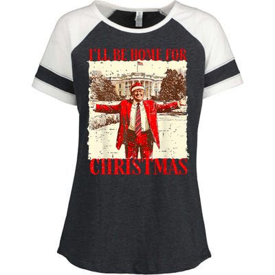 ILl Be Home For Christmas Santa Funny Trump Xmas Pajamas Enza Ladies Jersey Colorblock Tee