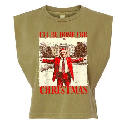 ILl Be Home For Christmas Santa Funny Trump Xmas Pajamas Garment-Dyed Women's Muscle Tee