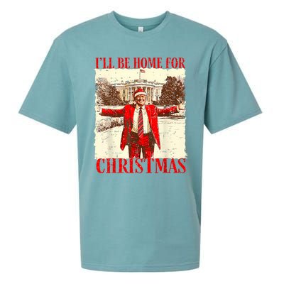 ILl Be Home For Christmas Santa Funny Trump Xmas Pajamas Sueded Cloud Jersey T-Shirt