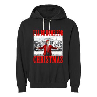 Ill Be Home For Christmas Santa Garment-Dyed Fleece Hoodie