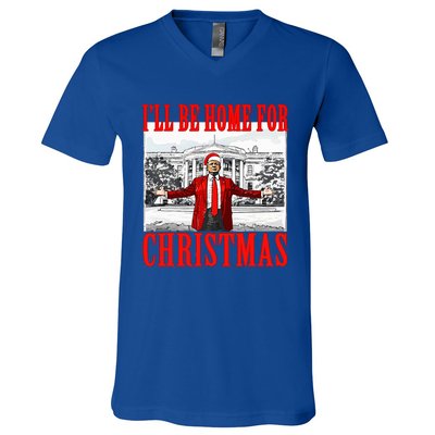 Ill Be Home For Christmas Santa V-Neck T-Shirt