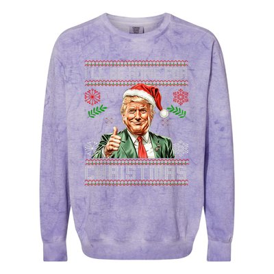 ILl Be Home For Christmas Funny Trump 2024 Ugly Xmas Colorblast Crewneck Sweatshirt