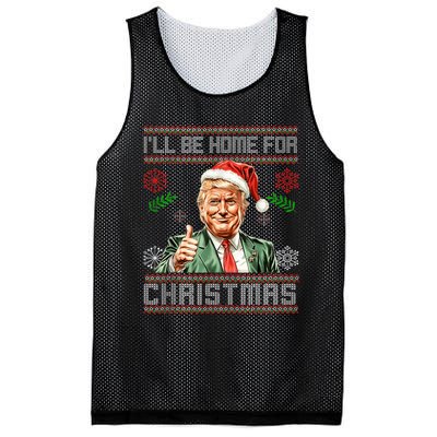 ILl Be Home For Christmas Funny Trump 2024 Ugly Xmas Mesh Reversible Basketball Jersey Tank