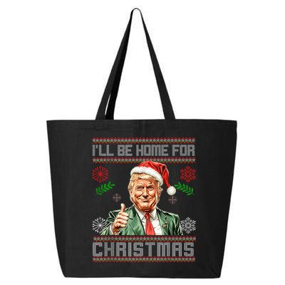 ILl Be Home For Christmas Funny Trump 2024 Ugly Xmas 25L Jumbo Tote