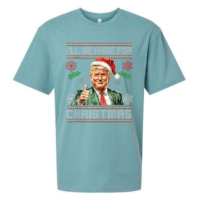 ILl Be Home For Christmas Funny Trump 2024 Ugly Xmas Sueded Cloud Jersey T-Shirt