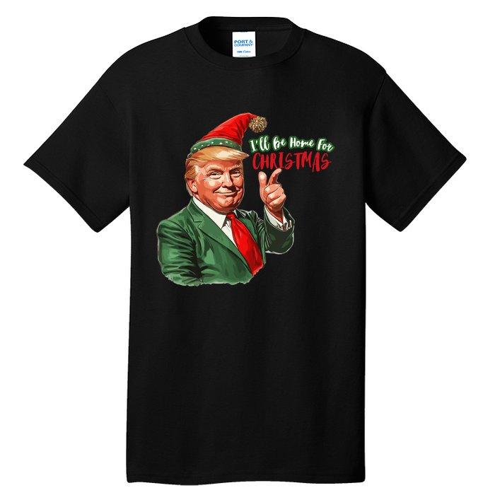 ILl Be Home For Christmas Funny Santa Claus Trump 2024 Tall T-Shirt