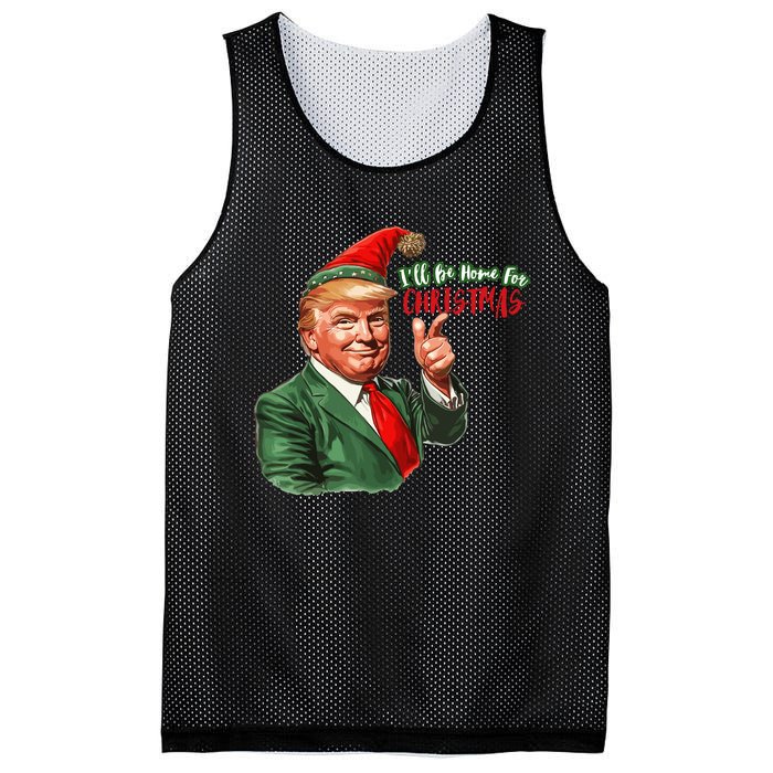 ILl Be Home For Christmas Funny Santa Claus Trump 2024 Mesh Reversible Basketball Jersey Tank