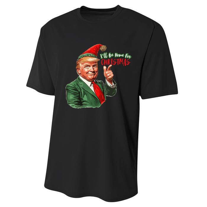 ILl Be Home For Christmas Funny Santa Claus Trump 2024 Performance Sprint T-Shirt