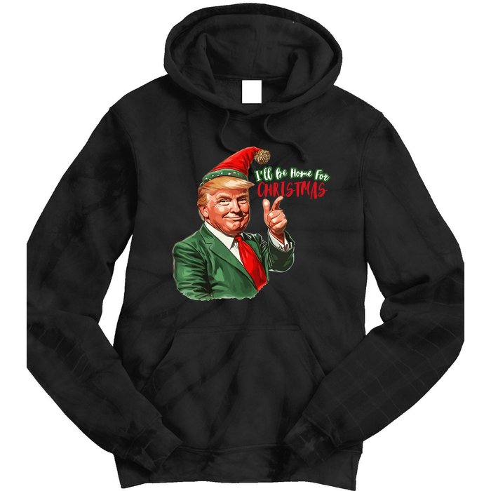 ILl Be Home For Christmas Funny Santa Claus Trump 2024 Tie Dye Hoodie