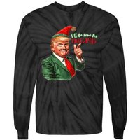 ILl Be Home For Christmas Funny Santa Claus Trump 2024 Tie-Dye Long Sleeve Shirt