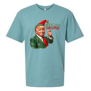 ILl Be Home For Christmas Funny Santa Claus Trump 2024 Sueded Cloud Jersey T-Shirt