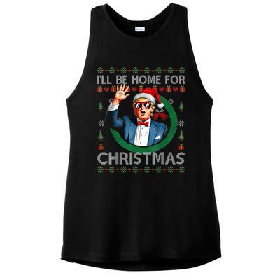 ILl Be Home For Christmas Funny Trump 2024 Ugly Xmas Ladies PosiCharge Tri-Blend Wicking Tank