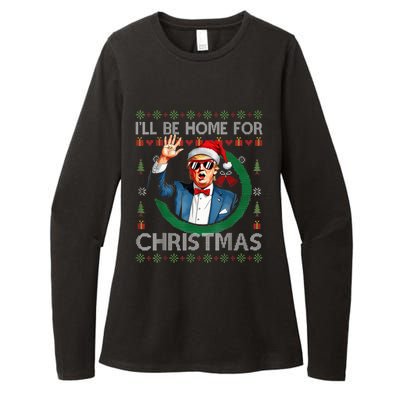 ILl Be Home For Christmas Funny Trump 2024 Ugly Xmas Womens CVC Long Sleeve Shirt