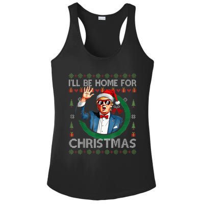 ILl Be Home For Christmas Funny Trump 2024 Ugly Xmas Ladies PosiCharge Competitor Racerback Tank