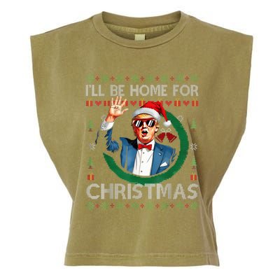 ILl Be Home For Christmas Funny Trump 2024 Ugly Xmas Garment-Dyed Women's Muscle Tee