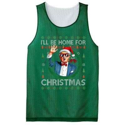 ILl Be Home For Christmas Funny Trump 2024 Ugly Xmas Mesh Reversible Basketball Jersey Tank