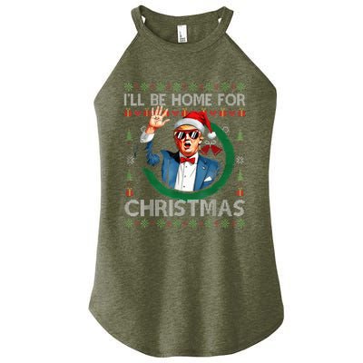 ILl Be Home For Christmas Funny Trump 2024 Ugly Xmas Women's Perfect Tri Rocker Tank