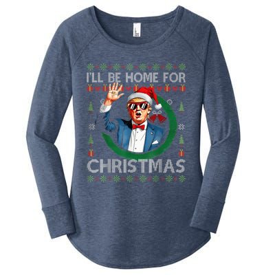 ILl Be Home For Christmas Funny Trump 2024 Ugly Xmas Women's Perfect Tri Tunic Long Sleeve Shirt