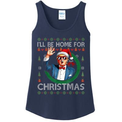 ILl Be Home For Christmas Funny Trump 2024 Ugly Xmas Ladies Essential Tank